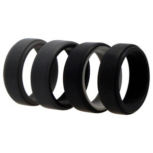 Silicone Wedding 2Layer Beveled 8mm Ring Set - Grey ROQ for Men 4 x 10 mm Ring